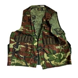 Vintage Kmart Woodland Camo Hunting Vest Mens Large Shell Loops 70s 80s